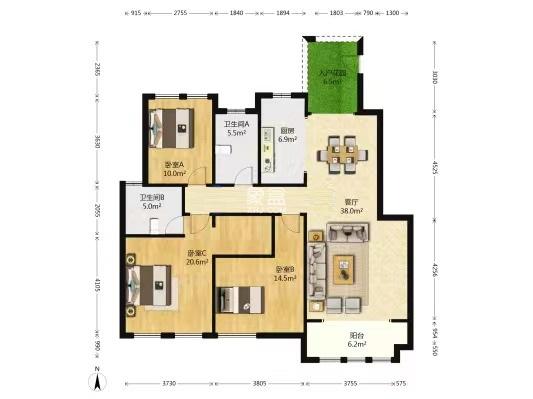 红盾雅园  3室2厅2卫    56.8万