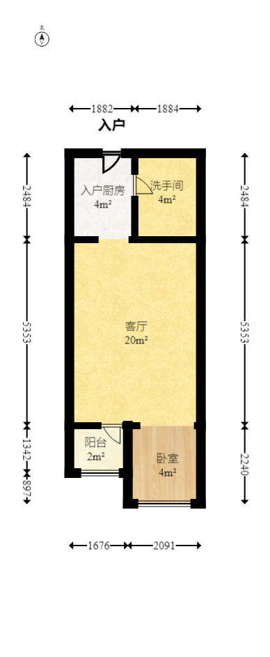 兰亭优壳（隽峰苑）  1室1厅1卫   38.00万室内图1