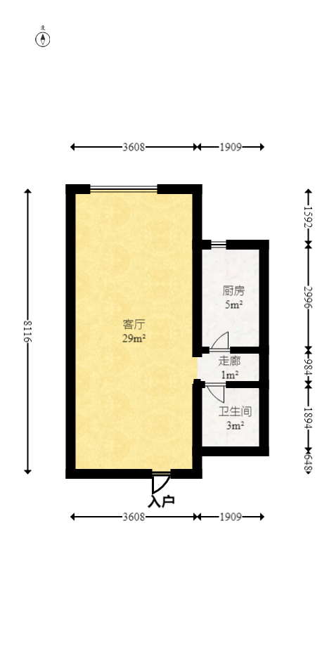 东岸城邦  1室1厅1卫   38.00万室内图1