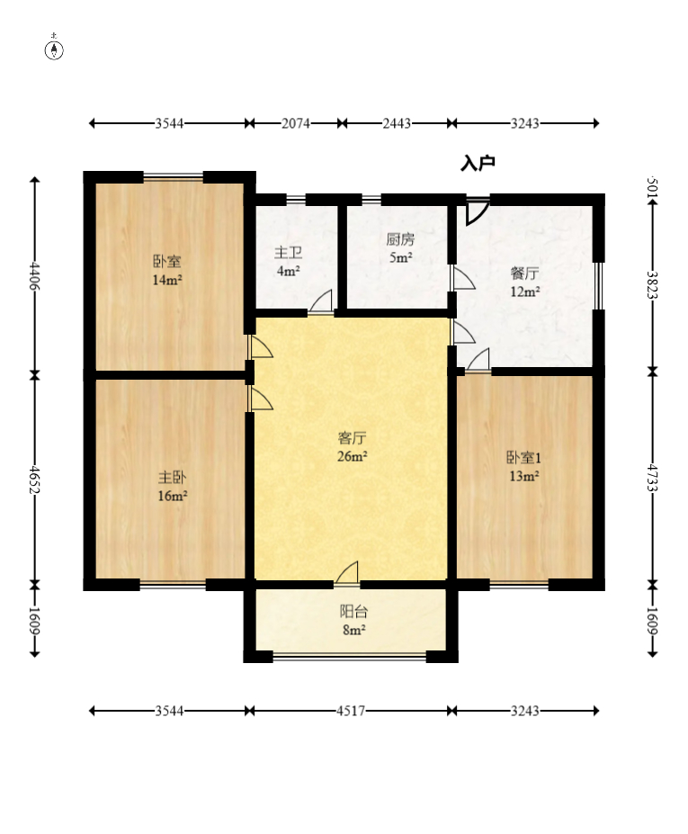 学宫公寓 3室2厅1卫 78.0万 学宫公寓 3室2厅1卫 78.0万户型图