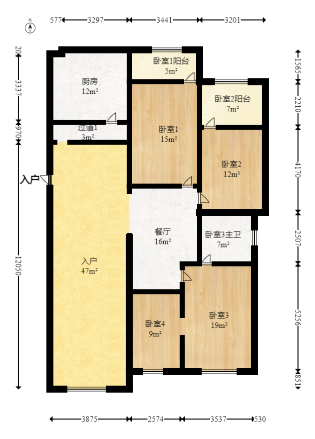 三重大厦（三重才园小区)  4室2厅2卫   188.00万室内图1