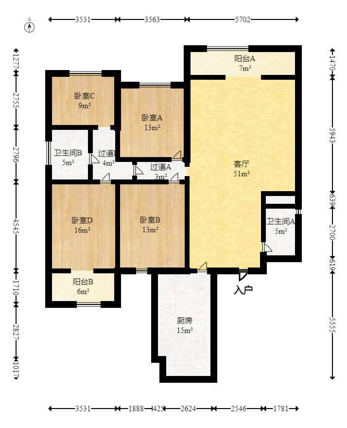 新华联家园  4室2厅2卫    238.0万室内图1