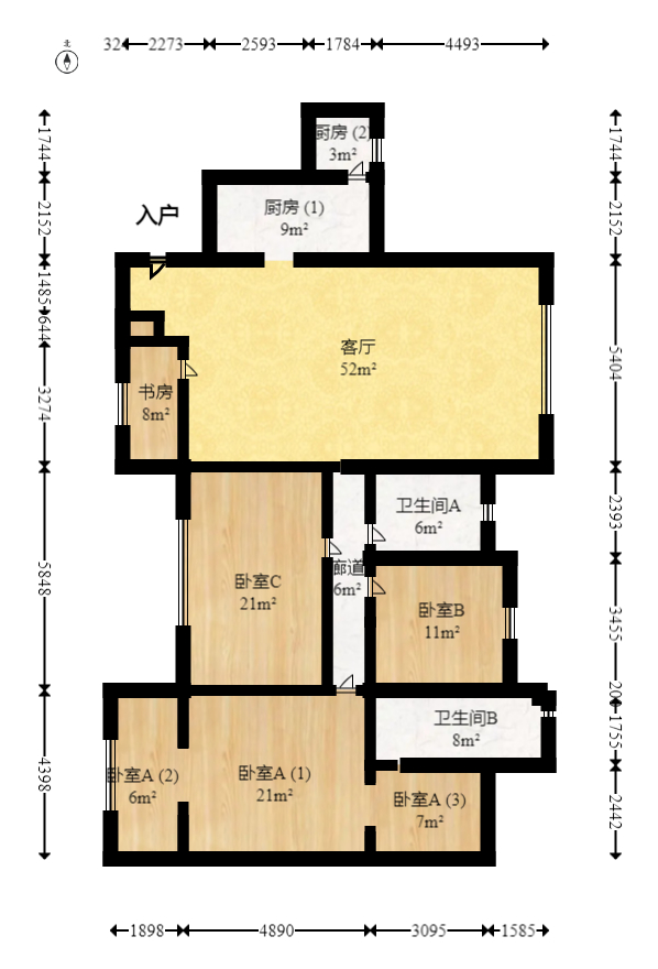 湘水一城(一期)  5室2厅2卫   175.00万室内图1