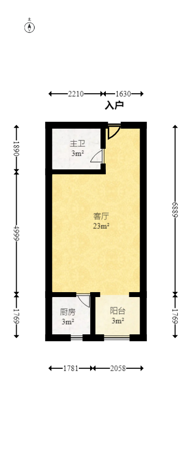 国泰九龙湾 1室1厅1卫 39.8万 国泰九龙湾 1室1厅1卫 39.8万户型图