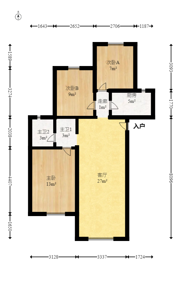 MOMA當(dāng)代廣場(chǎng)  3室2廳1衛(wèi)    80.8萬室內(nèi)圖1