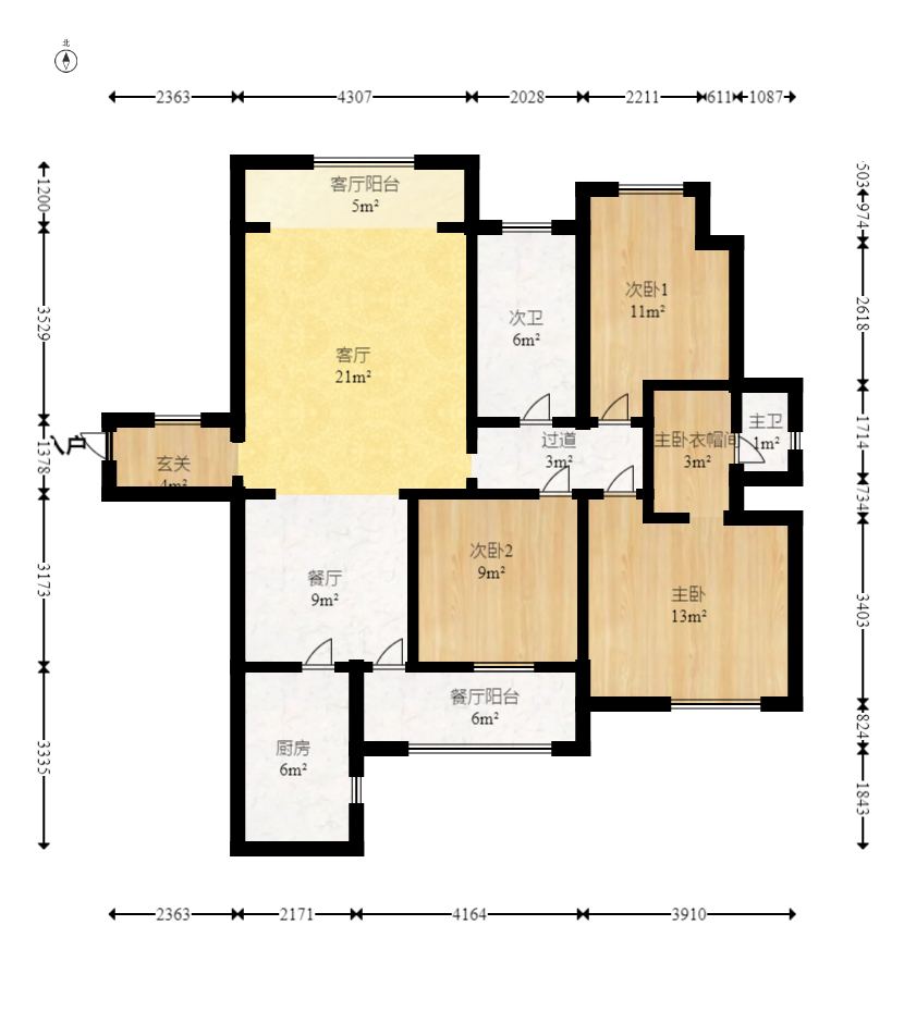 滨江一号（丰泰花园）  3室2厅2卫    140.0万室内图1
