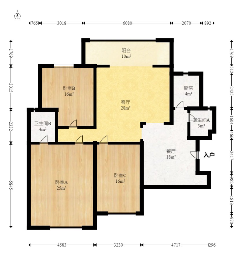 华盛家园  3室2厅2卫    120.0万室内图1