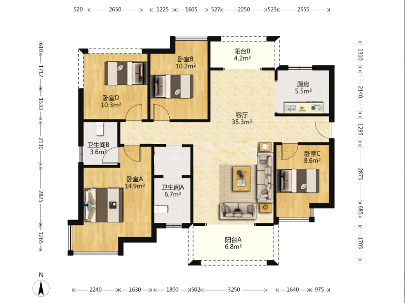 提香蓝岸 4室2厅2卫 78.0万 提香蓝岸 4室2厅2卫 78.0万室内图