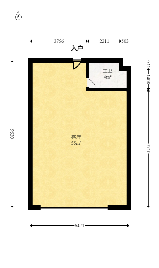 凯通国际城（凯通朝庭）  1室1厅1卫    49.5万室内图1