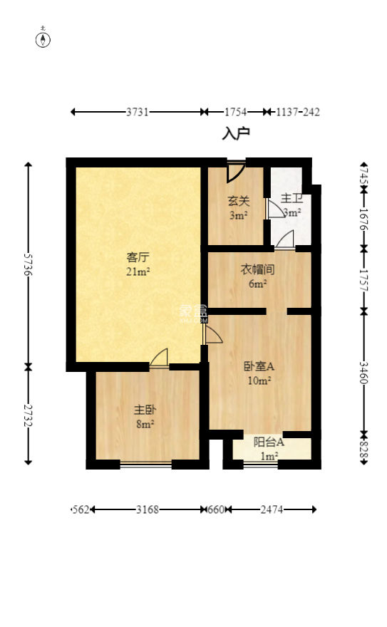 万科金域华府一期  2室2厅1卫   62.00万