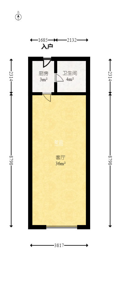 远能锦座(远能水岸金座)  1室1厅1卫   48.00万