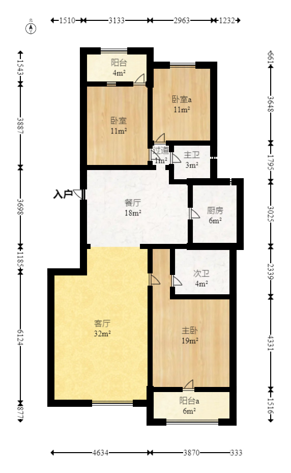 楚天家园  3室2厅2卫   91.50万室内图1