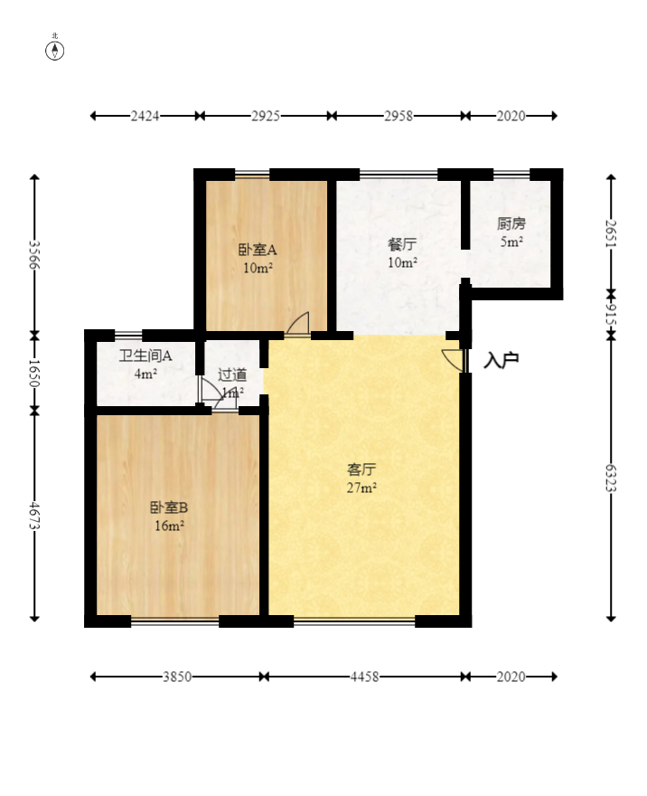 天和家园  2室2厅1卫   88.50万室内图1