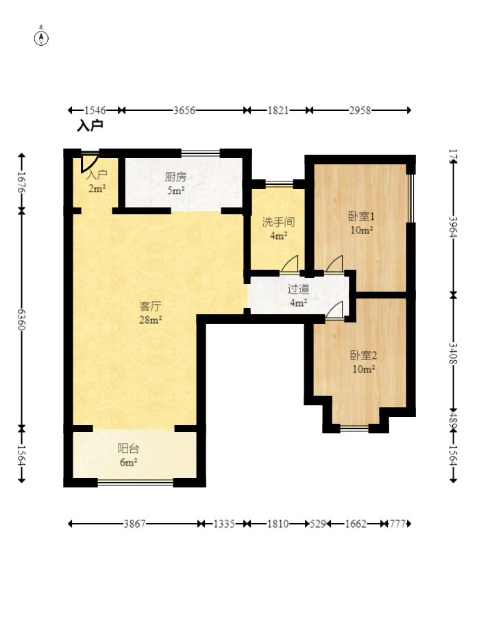 第六都（陆都小区）  3室2厅1卫    105.0万室内图1
