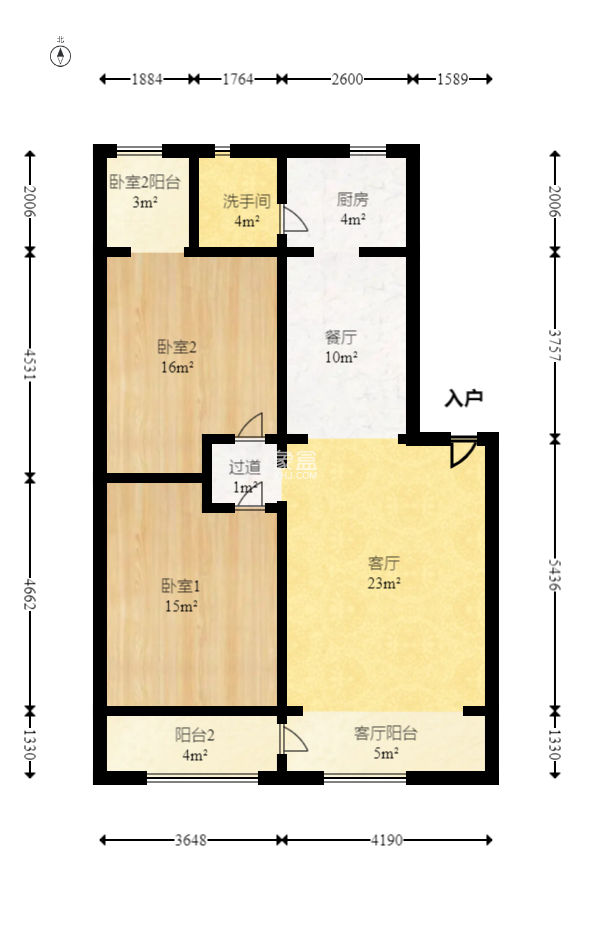 十五中单位宿舍  2室2厅1卫   78.00万