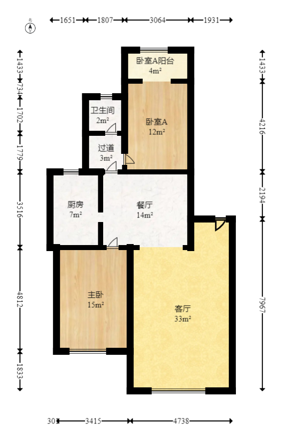 咸嘉新村西子园  2室2厅1卫   82.00万室内图1