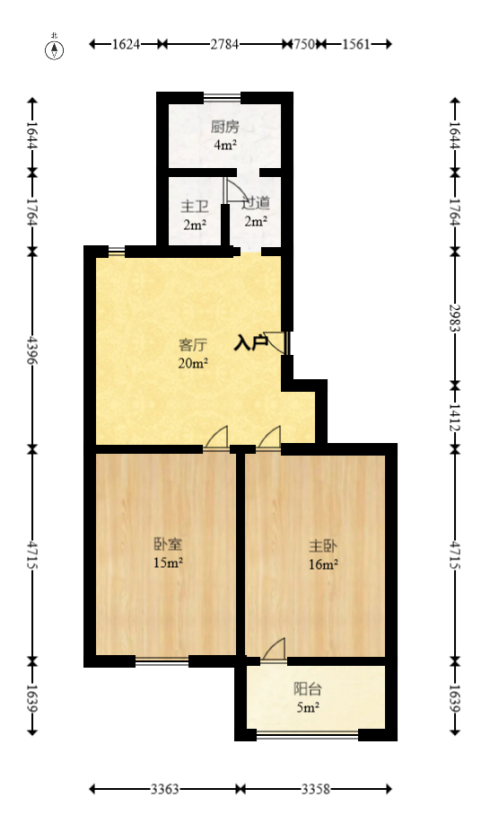 燕山街社区 2室2厅1厨1卫 53.70万室内图1
