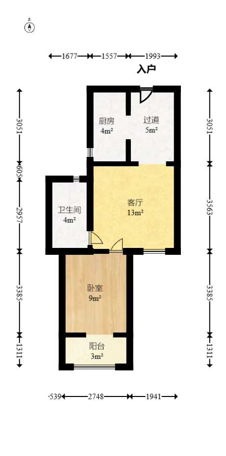 怡海星城  1室1厅1卫    30.0万室内图1