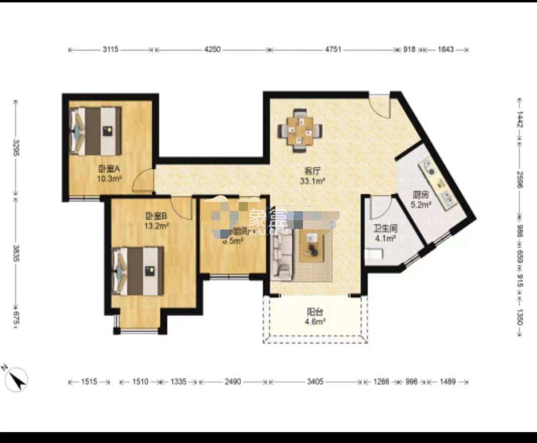 紫金华府 3室2厅1卫 51.80万 紫金华府 3室2厅1卫 51.80万室内图