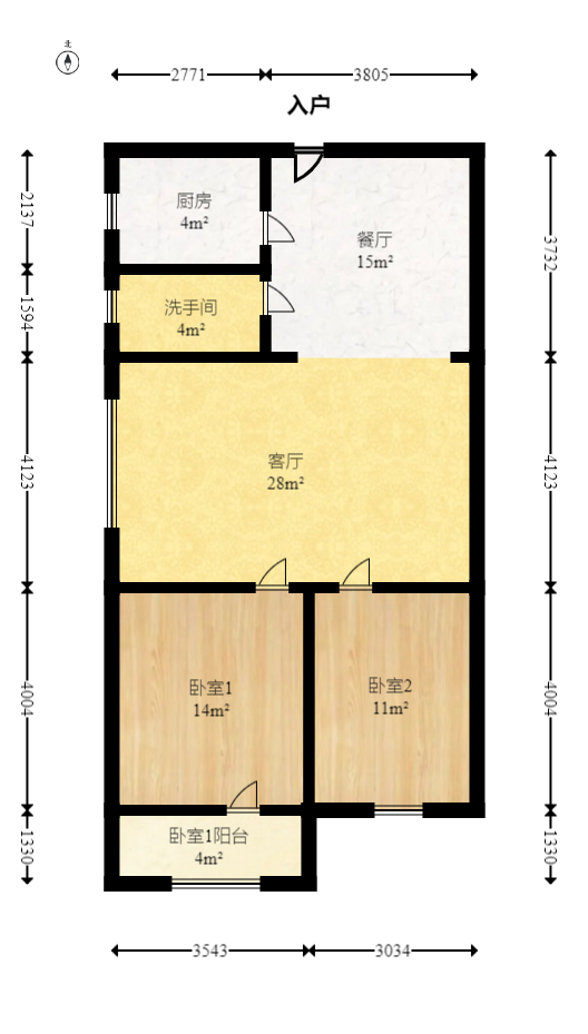 东方新世界  2室1厅1卫   75.00万室内图1