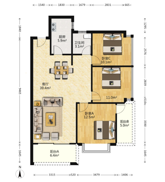 经世龙城 3室2厅2卫 79.8万 经世龙城 3室2厅2卫 79.8万室内图