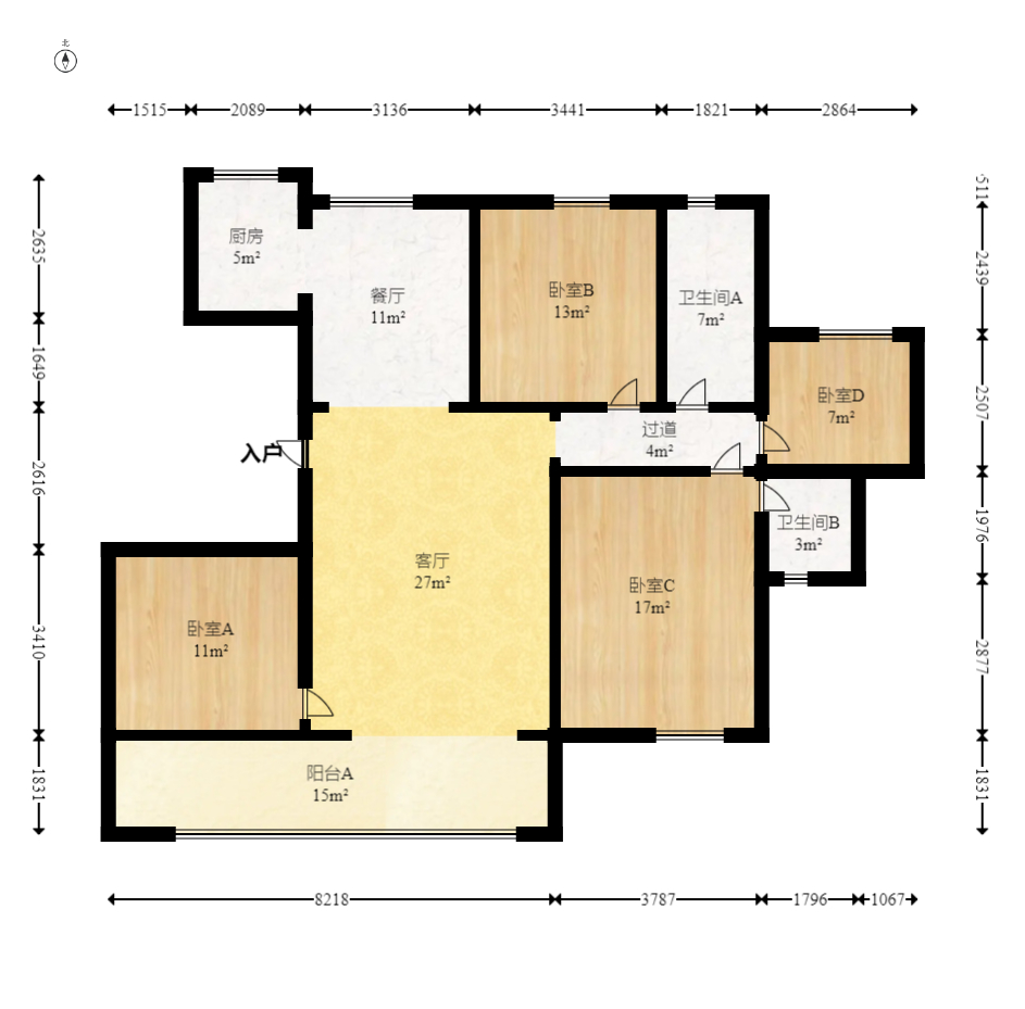五礦萬境園  4室2廳2衛(wèi)    182.0萬室內(nèi)圖1