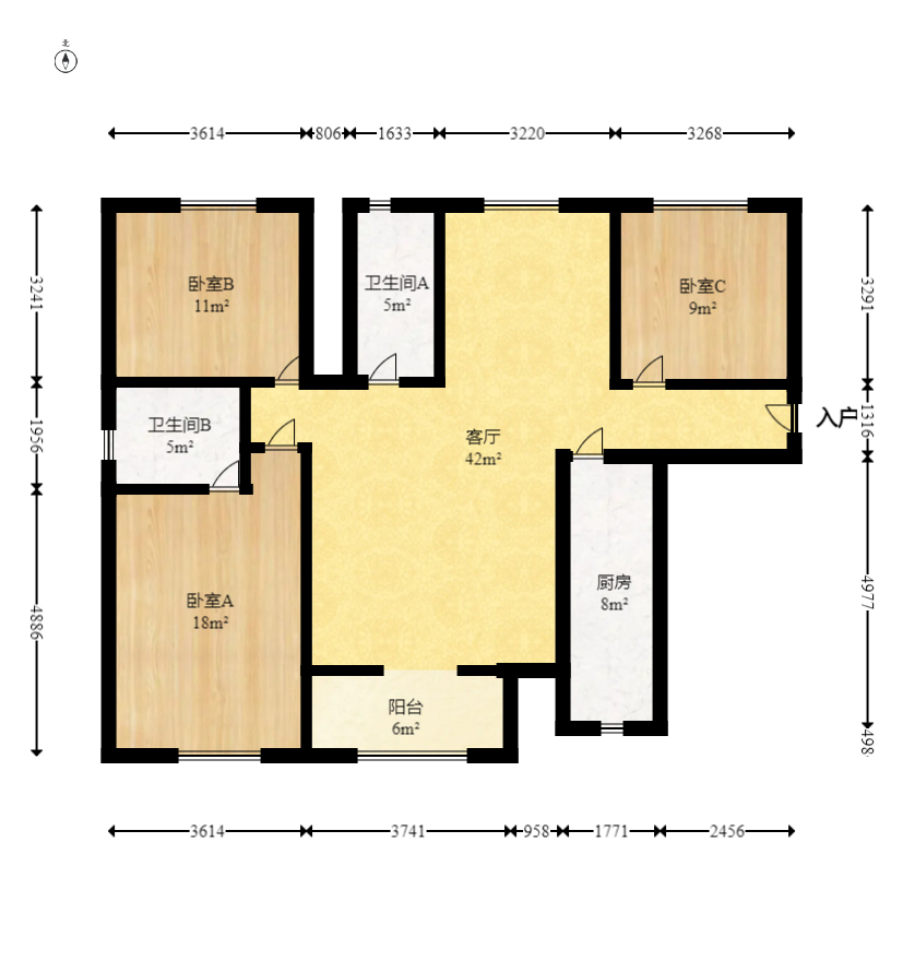 振业城二期  3室2厅2卫   160.00万室内图1