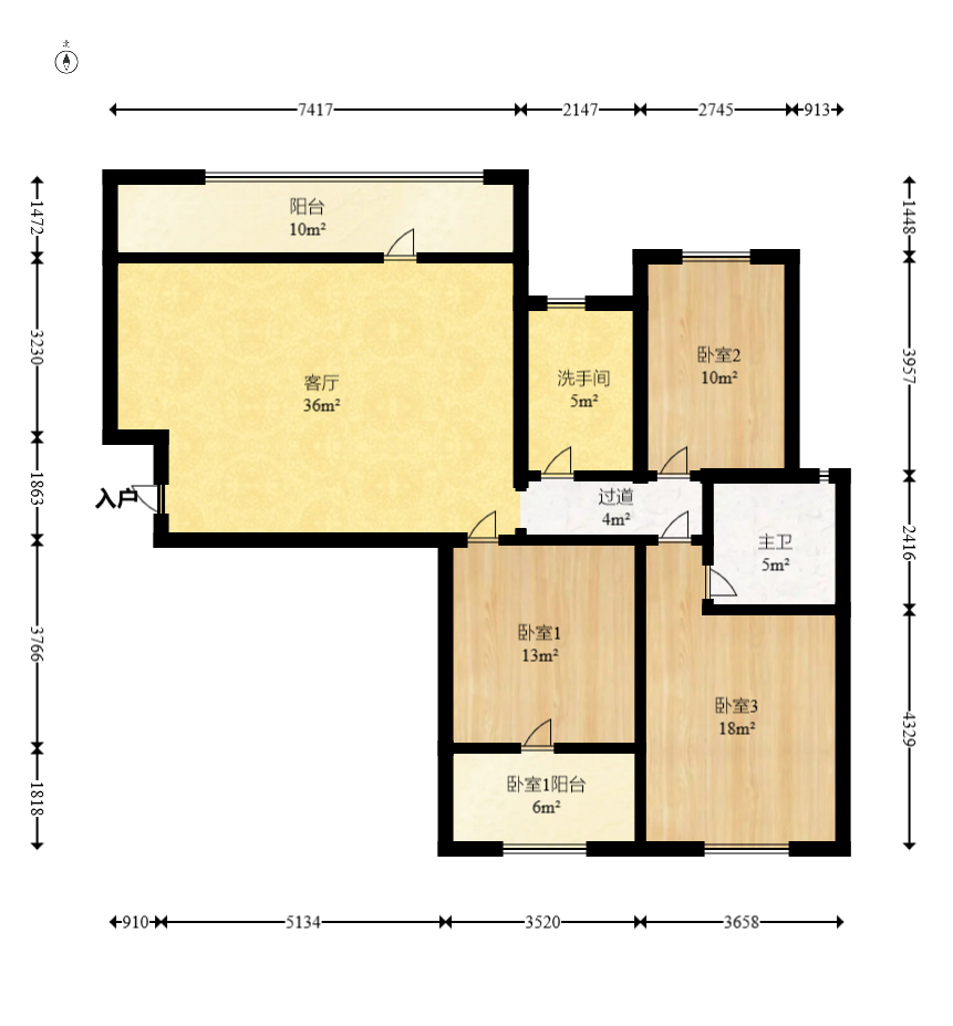 建发中央悦府  3室2厅2卫   168.00万室内图1