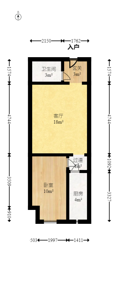 时代先锋  1室1厅1卫   33.80万室内图1