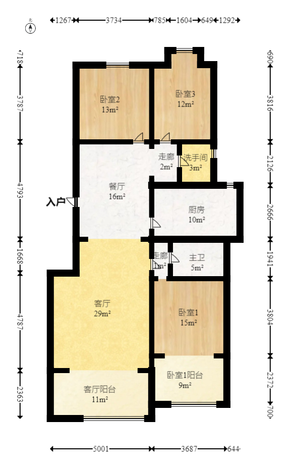 省水院宿舍  3室2厅2卫    270.0万室内图1