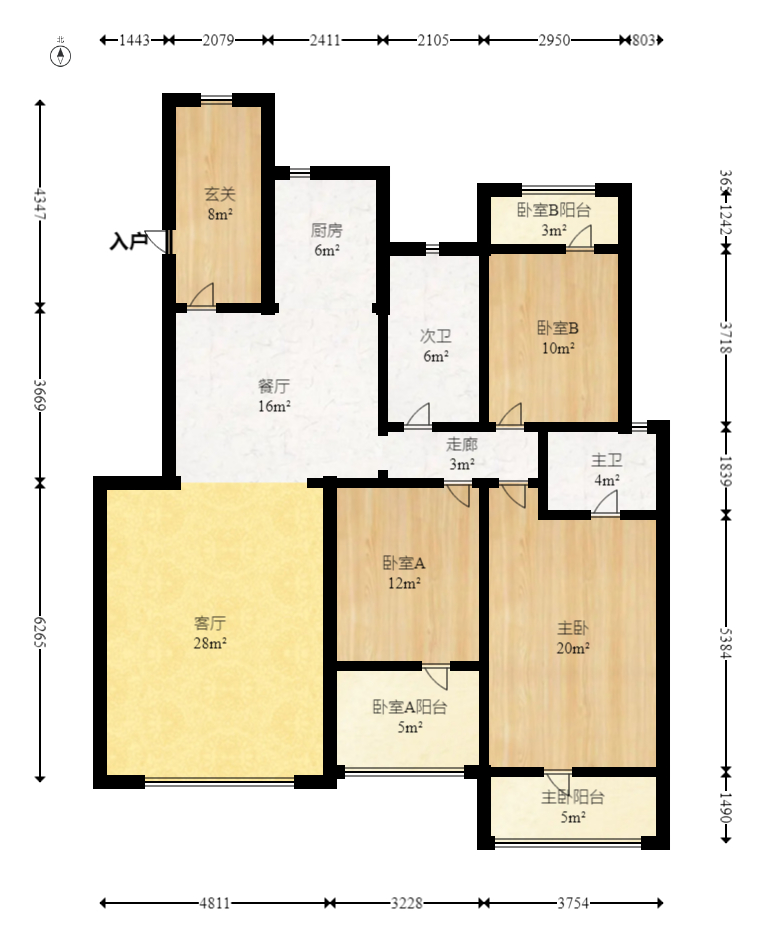 中建芙蓉和苑  3室2厅1卫   224.00万室内图1