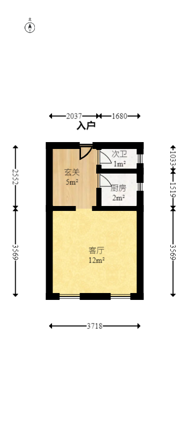 郡原广场  1室1厅1卫   52.80万室内图1