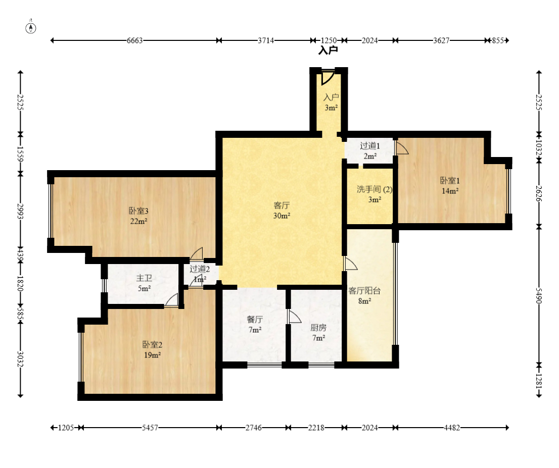 層上觀邸  3室2廳2衛(wèi)    104.0萬室內(nèi)圖1