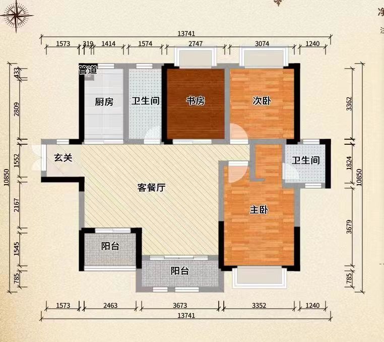 城市公园  3室2厅2卫   63.80万