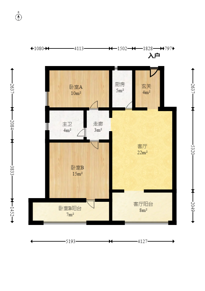 融源及第  2室2厅1卫   90.00万室内图1