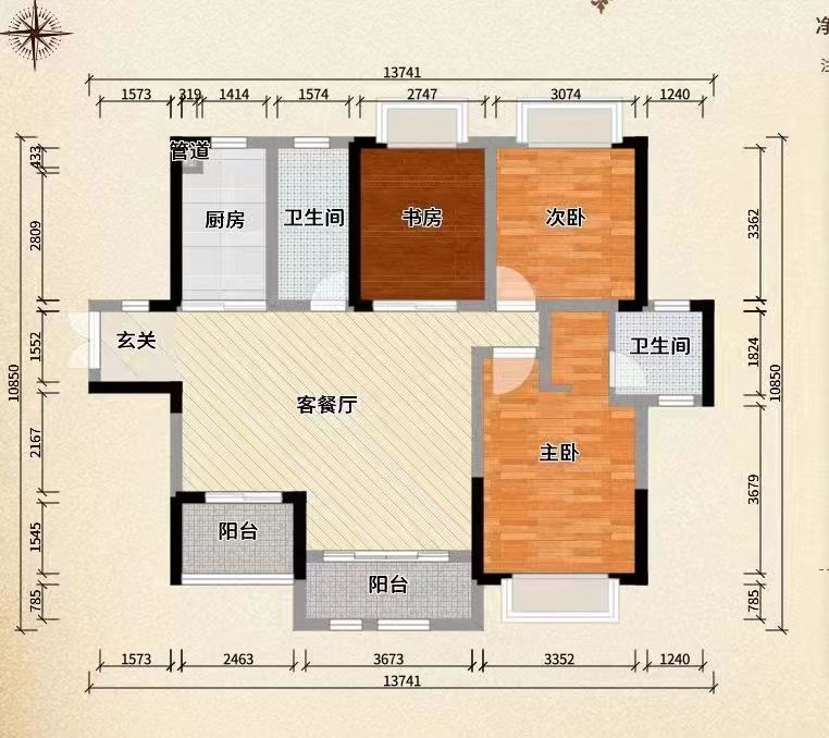 城市公园  3室2厅2卫   58.80万室内图
