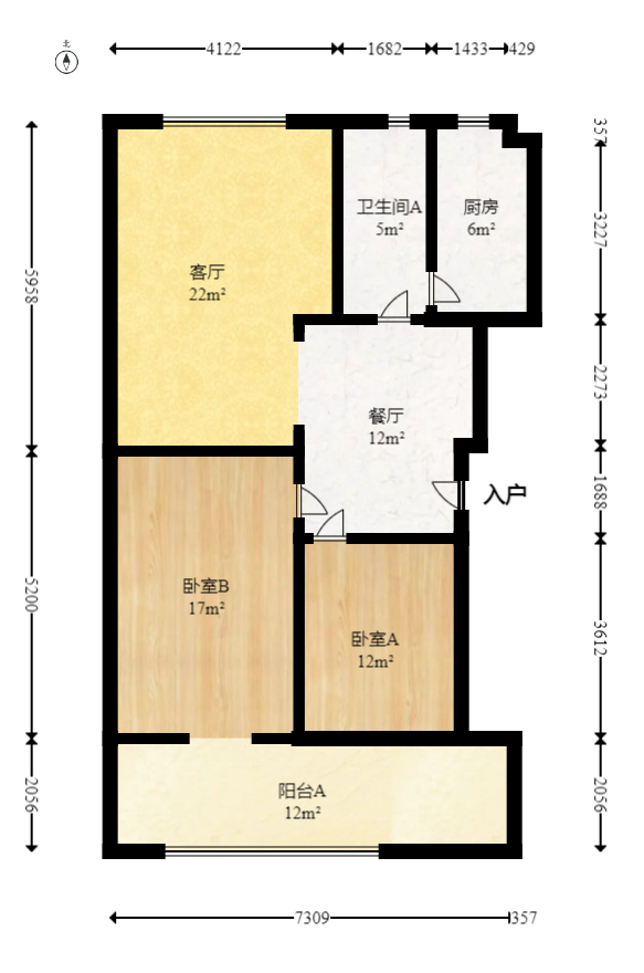 景环小区  2室2厅1卫   65.00万室内图1