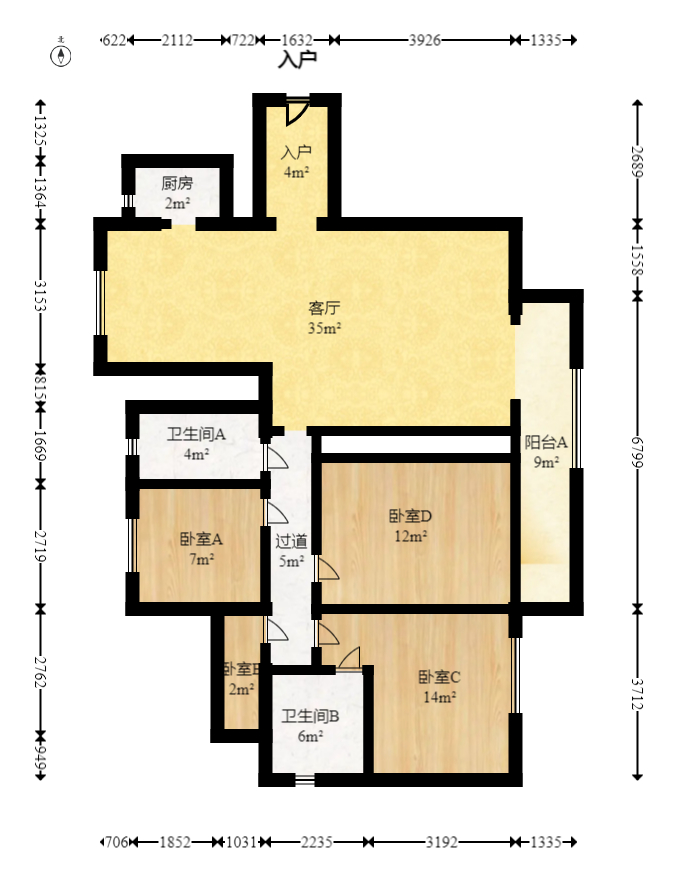中建嘉和城  4室2厅2卫   136.00万室内图1