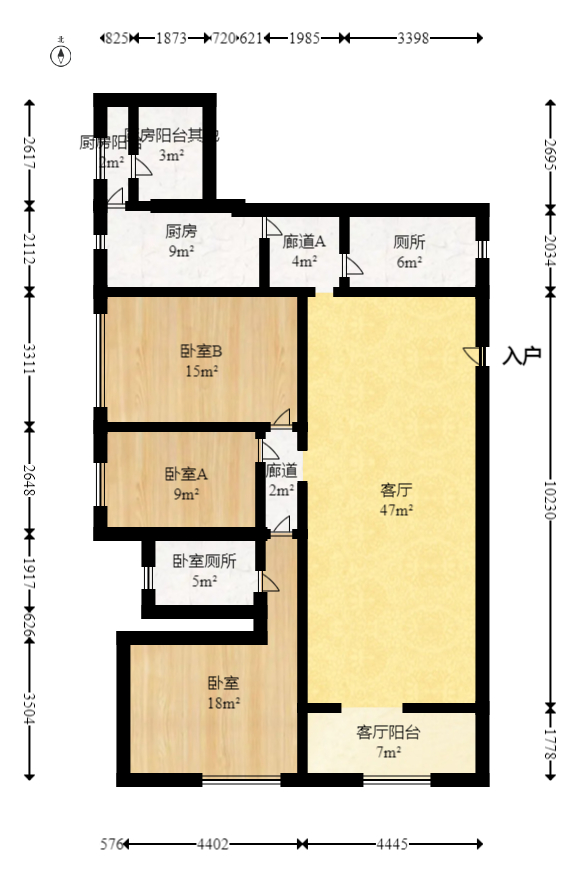 阳光100一期、四五期  4室2厅2卫   130.00万室内图1
