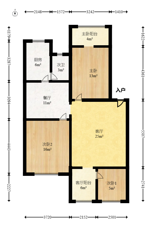 杏林小区  3室2厅1卫    68.0万室内图1