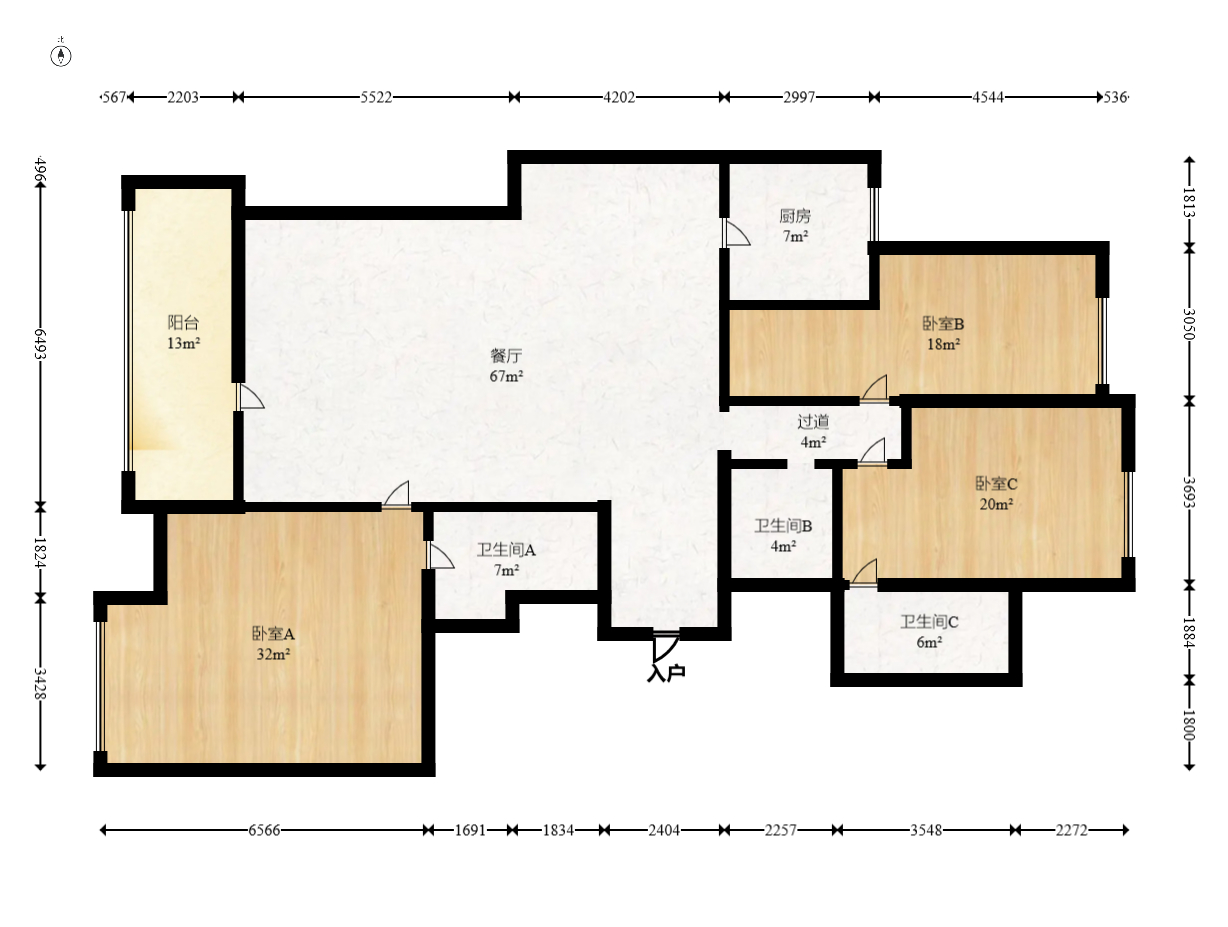北辰定江洋  3室2厅3卫    450.0万室内图1