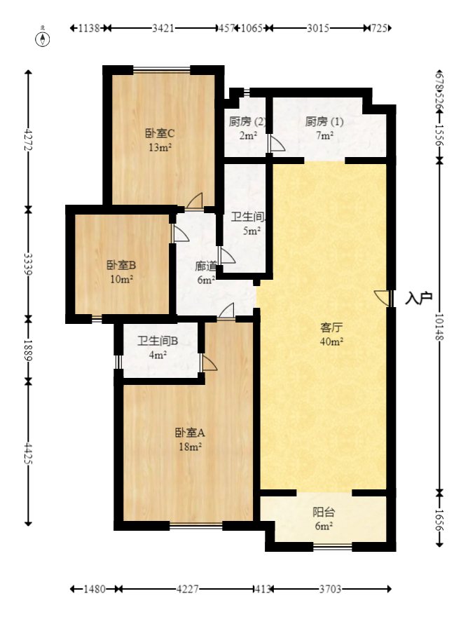 中海梅溪湖壹号  3室2厅2卫    230.0万室内图1