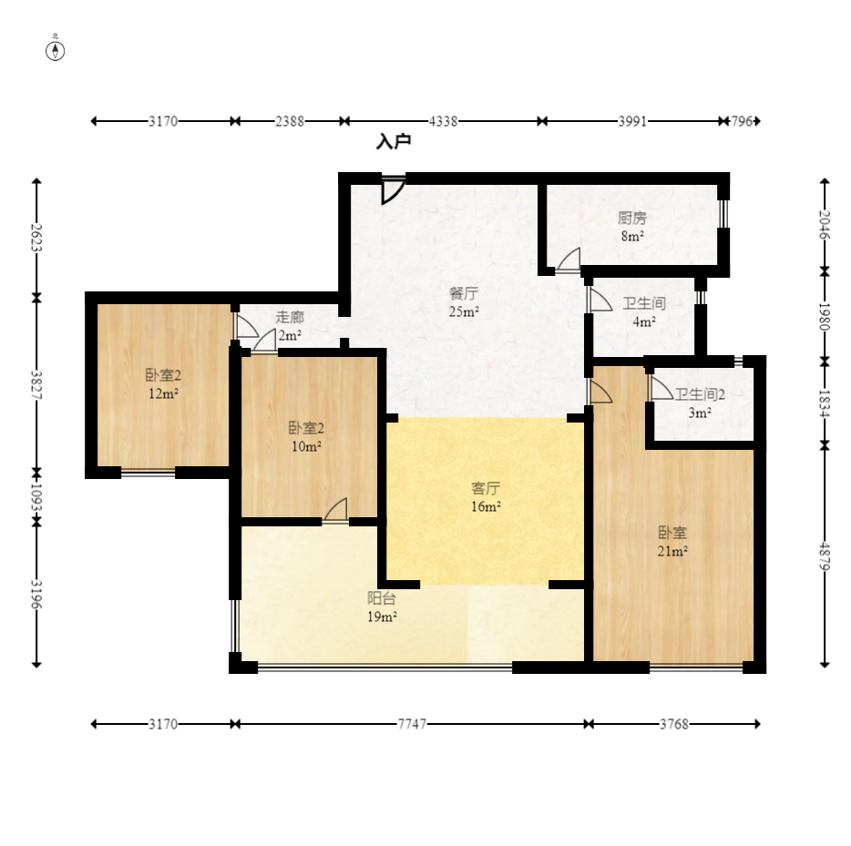 东岸城邦  3室2厅2卫   135.00万室内图1