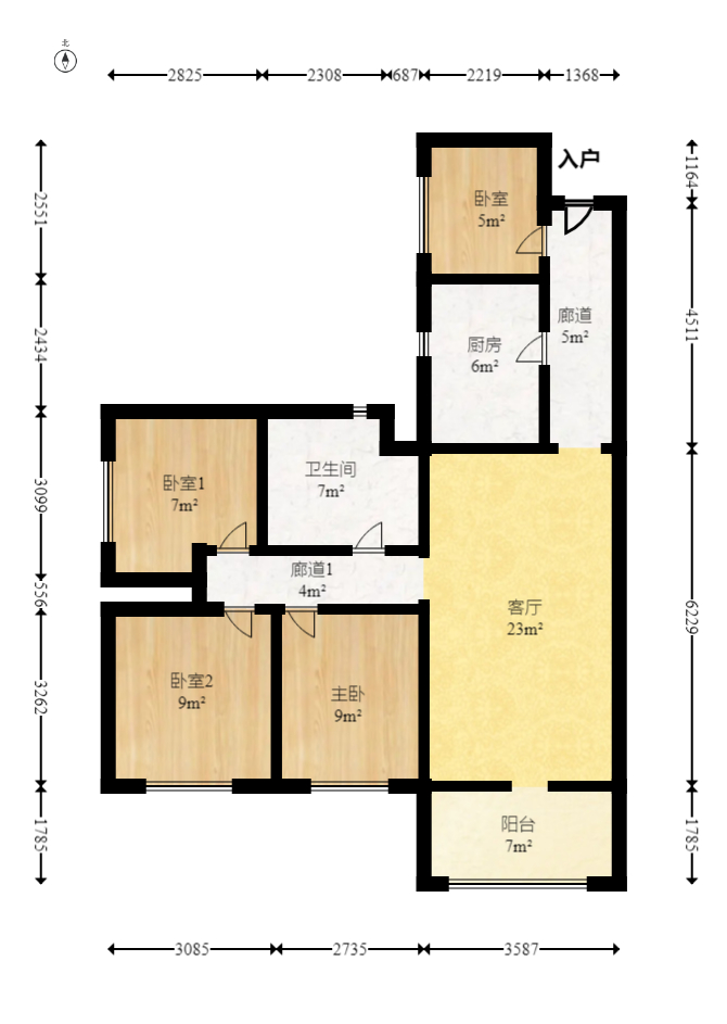 米兰春天 3室2厅1卫 1800.0元/月 米兰春天 3室2厅1卫 1800.0元/月户型图