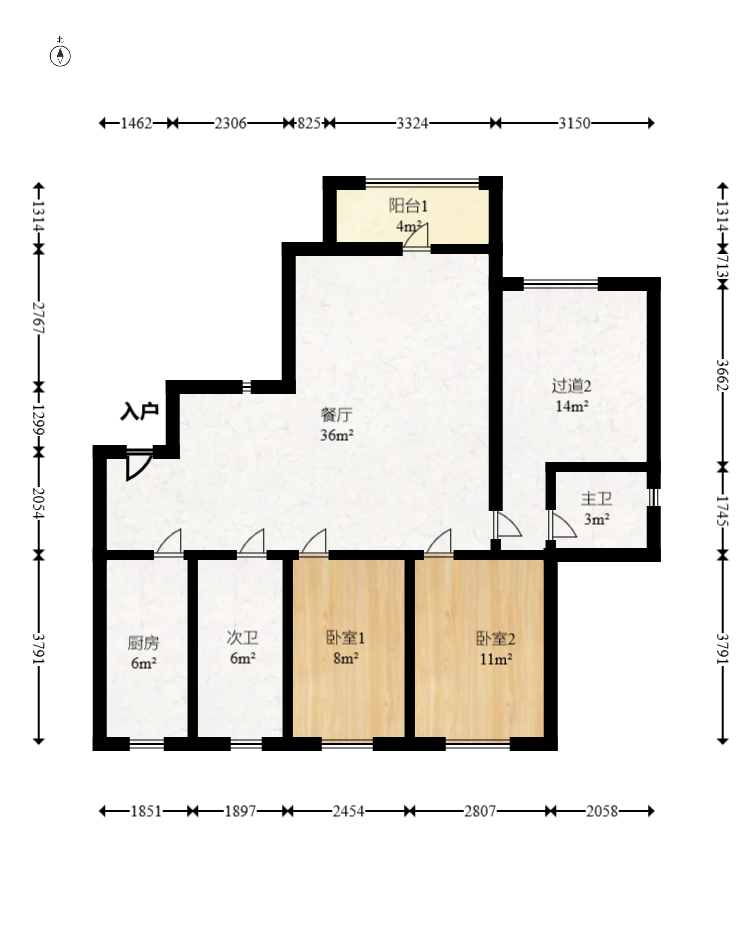 保利西海岸B区  3室2厅2卫    3500.0元/月户型图