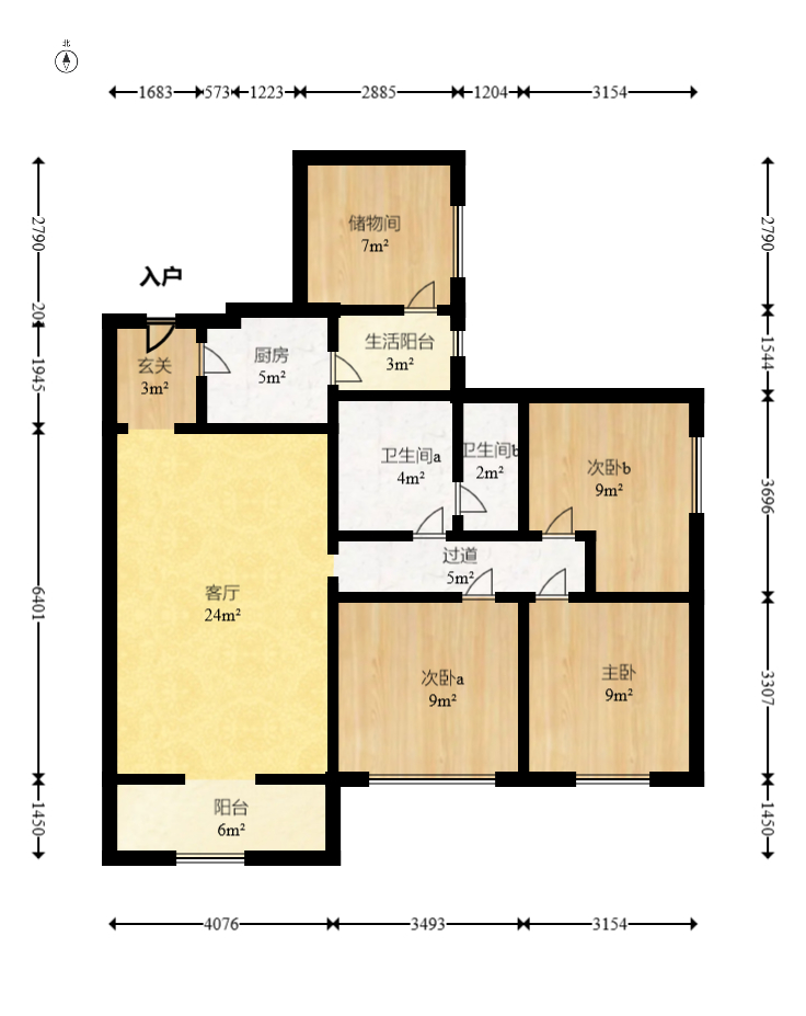 富基世纪公园 4室2厅1卫 2000.0元/月 富基世纪公园 4室2厅1卫 2000.0元/月户型图