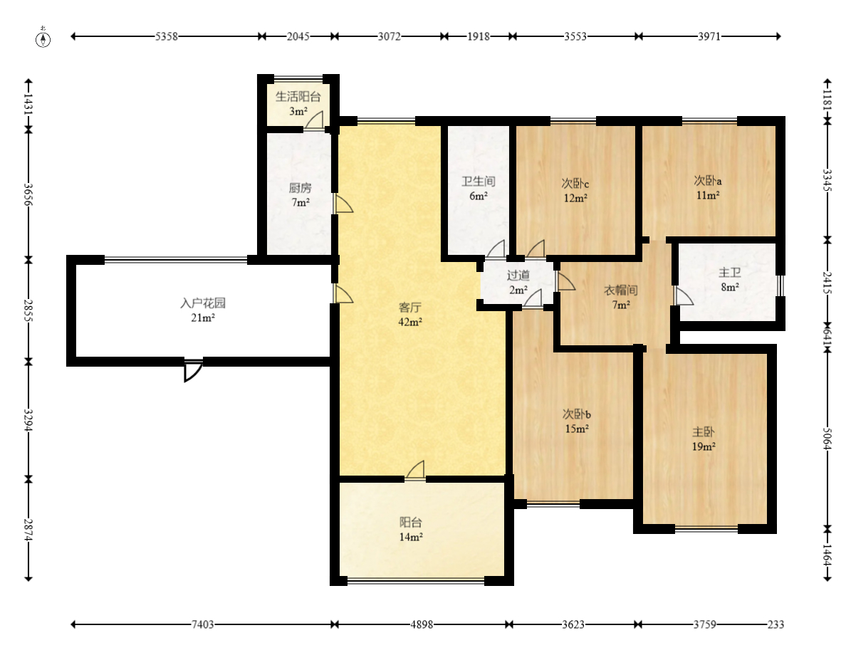 富基世纪公园 4室2厅1卫 3000.0元/月 富基世纪公园 4室2厅1卫 3000.0元/月户型图