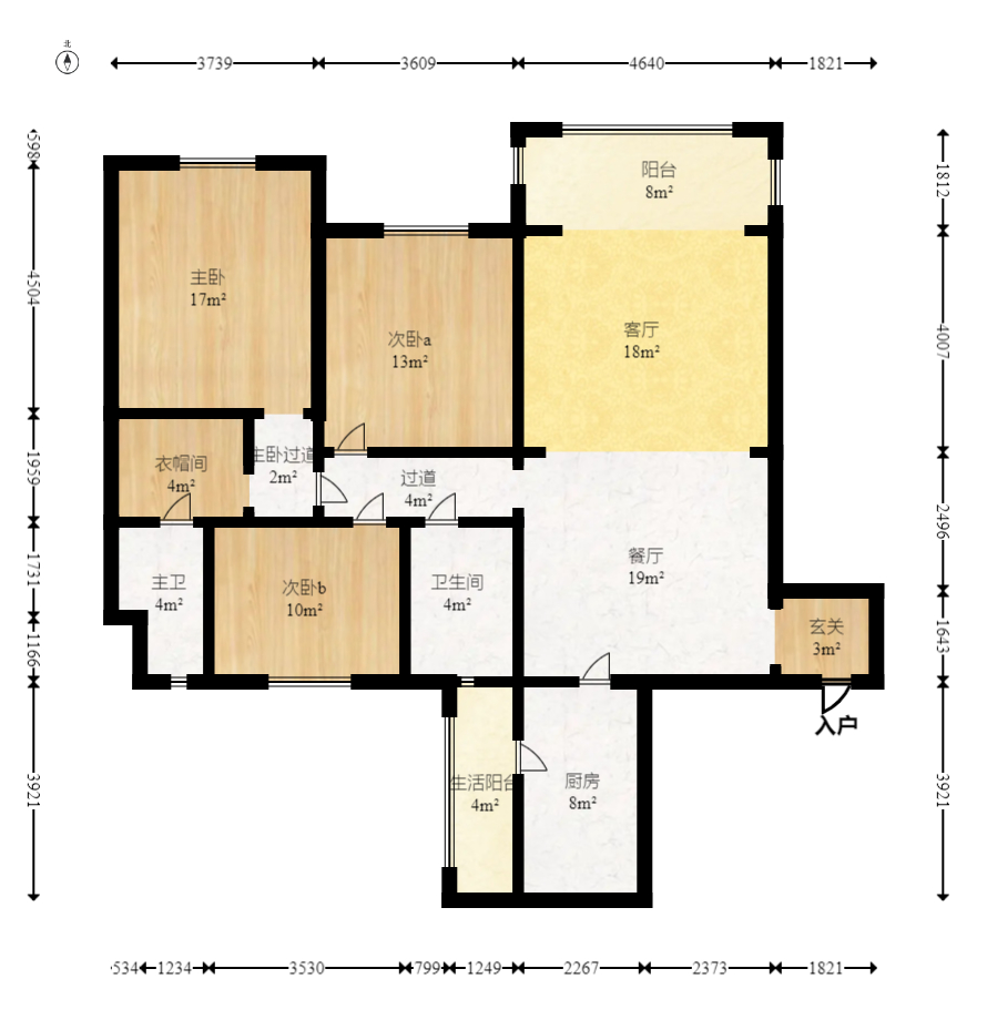 恒大名都 3室2厅2卫 1900.0元/月 恒大名都 3室2厅2卫 1900.0元/月户型图