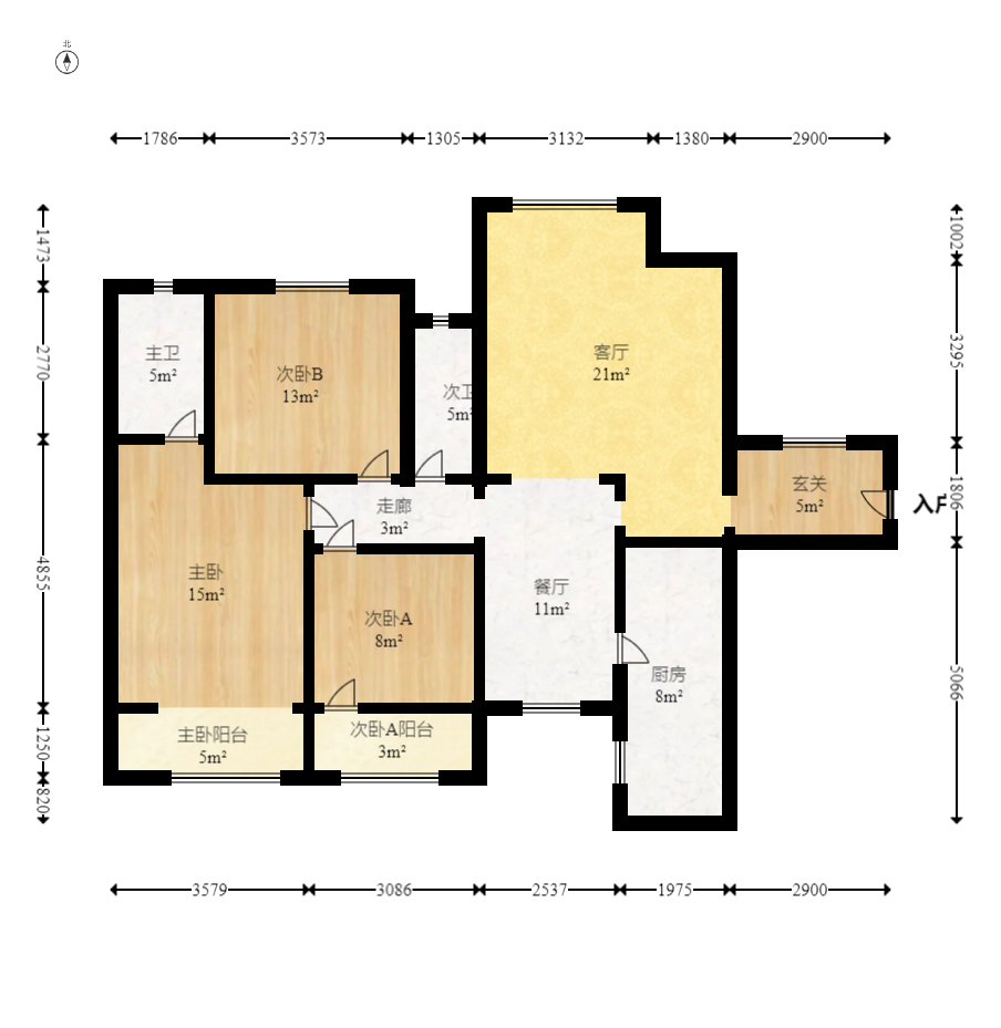 中建芙蓉嘉苑  3室2厅2卫   2400.00元/月户型图