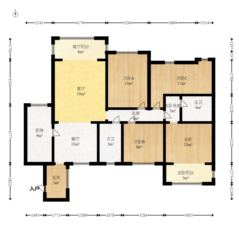 中建芙蓉嘉苑 4室2厅2卫 2600.0元/月 中建芙蓉嘉苑 4室2厅2卫 2600.0元/月户型图